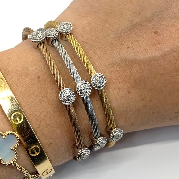 💕HP💕Diamond disc stainless steel and sterling silver bracelet - Picture 1 of 8